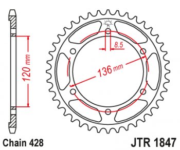 3 439 р. Звезда цепного привода JTR1847 48  jtr1847.48  с доставкой в г. Майкоп. Увеличить фотографию 1