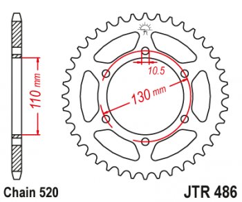 3 699 р. Звезда цепного привода JTR486.45  jtr486.45  с доставкой в г. Майкоп. Увеличить фотографию 1