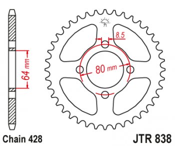 2 229 р. Звезда цепного привода JTR838.45  jtr838.45  с доставкой в г. Майкоп. Увеличить фотографию 1