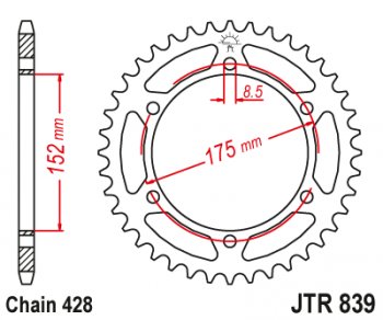 3 439 р. Звезда цепного привода JTR839.53  jtr839.53  с доставкой в г. Майкоп. Увеличить фотографию 1