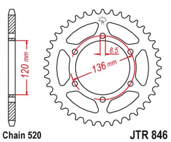 3 539 р. Звезда цепного привода JTR846.45  jtr846.45  с доставкой в г. Майкоп. Увеличить фотографию 1