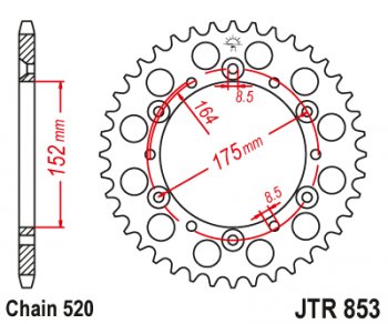 3 949 р. Звезда цепного привода JTR853.49  jtr853.49  с доставкой в г. Майкоп. Увеличить фотографию 1