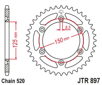3 839 р. Звезда цепного привода JTR897.49SC  jtr897.49sc  с доставкой в г. Майкоп. Увеличить фотографию 1
