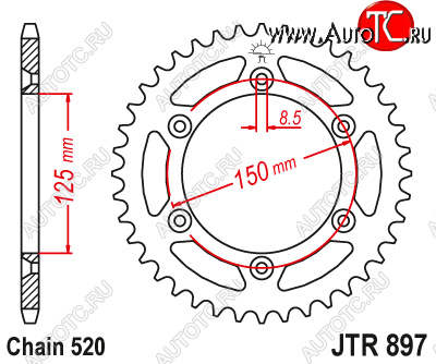 3 839 р. Звезда цепного привода JTR897.49SC  jtr897.49sc  с доставкой в г. Майкоп