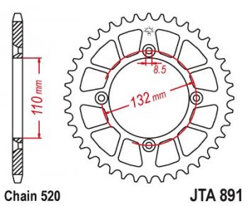 3 559 р. Звезда цепного привода JTA891.48BLK  jta891.48blk  с доставкой в г. Майкоп. Увеличить фотографию 1