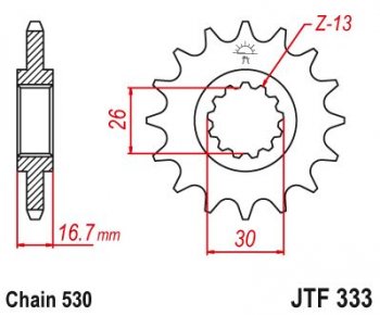 2 359 р. Звезда цепного привода JTF333 16  jtf333.16  с доставкой в г. Майкоп. Увеличить фотографию 1