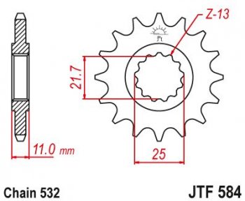 1 699 р. Звезда цепного привода JTF584 17  jtf584.17  с доставкой в г. Майкоп. Увеличить фотографию 1