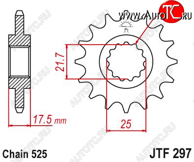 1 799 р. Звезда цепного привода JTF297 14  jtf297.14  с доставкой в г. Майкоп