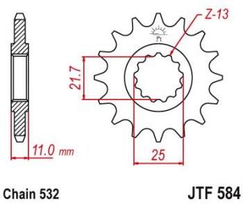 1 849 р. Звезда цепного привода JTF584 16  jtf584.16  с доставкой в г. Майкоп. Увеличить фотографию 1