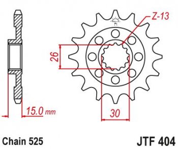 2 259 р. Звезда цепного привода JTF404 17  jtf404.17  с доставкой в г. Майкоп. Увеличить фотографию 1