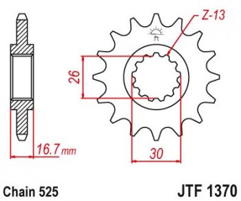 2 339 р. Звезда цепного привода JTF1370 16  jtf1370.16  с доставкой в г. Майкоп. Увеличить фотографию 1