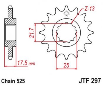 2 219 р. Звезда цепного привода JTF297 15  jtf297.15  с доставкой в г. Майкоп. Увеличить фотографию 1