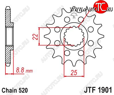 1 919 р. Звезда цепного привода JTF1901 14sc  jtf1901.14sc  с доставкой в г. Майкоп