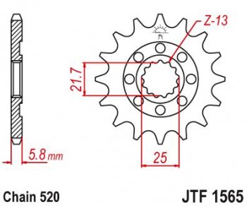 1 699 р. Звезда цепного привода JTF1565 13sc  jtf1565.13sc  с доставкой в г. Майкоп. Увеличить фотографию 1
