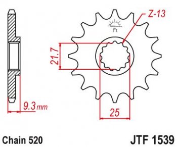 1 519 р. Звезда цепного привода JTF1539 14  jtf1539.14  с доставкой в г. Майкоп. Увеличить фотографию 1
