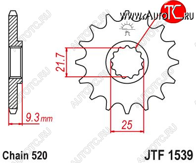 1 519 р. Звезда цепного привода JTF1539 14  jtf1539.14  с доставкой в г. Майкоп