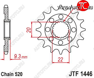 1 699 р. Звезда цепного привода JTF1446 14sc  jtf1446.14sc  с доставкой в г. Майкоп