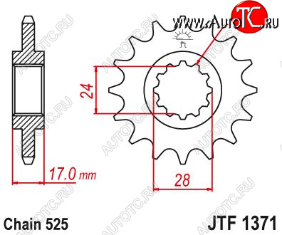 2 239 р. Звезда цепного привода JTF1371 15  jtf1371.15  с доставкой в г. Майкоп