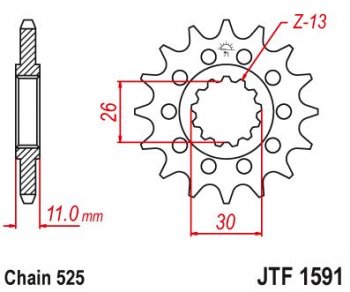 1 659 р. Звезда цепного привода JTF1591 16  jtf1591.16  с доставкой в г. Майкоп. Увеличить фотографию 1