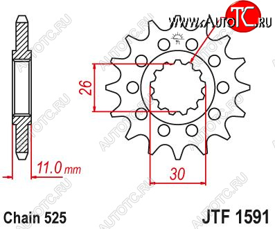 1 659 р. Звезда цепного привода JTF1591 16  jtf1591.16  с доставкой в г. Майкоп
