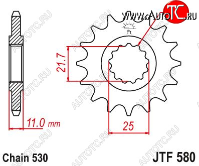 1 869 р. Звезда цепного привода JTF580 16  jtf580.16  с доставкой в г. Майкоп
