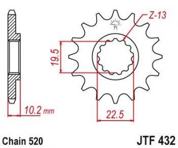 1 649 р. Звезда цепного привода JTF432 14sc  jtf432.14sc  с доставкой в г. Майкоп. Увеличить фотографию 1