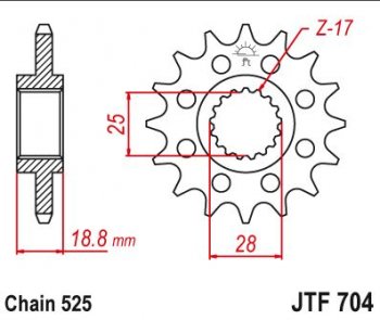 2 539 р. Звезда цепного привода JTF704 16  jtf704.16  с доставкой в г. Майкоп. Увеличить фотографию 1