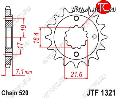 1 369 р. Звезда цепного привода JTF1321 14  jtf1321.14  с доставкой в г. Майкоп