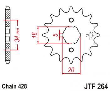 499 р. Звезда цепного привода JTF264 16  jtf264.16  с доставкой в г. Майкоп. Увеличить фотографию 1
