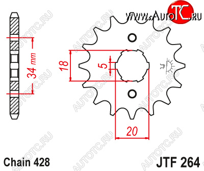 499 р. Звезда цепного привода JTF264 16  jtf264.16  с доставкой в г. Майкоп
