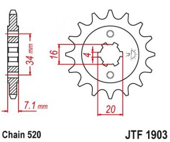 1 419 р. Звезда цепного привода JTF1903 14  jtf1903.14  с доставкой в г. Майкоп. Увеличить фотографию 1