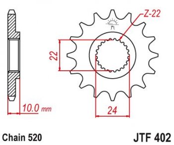 1 499 р. Звезда цепного привода JTF402 16  jtf402.16  с доставкой в г. Майкоп. Увеличить фотографию 1