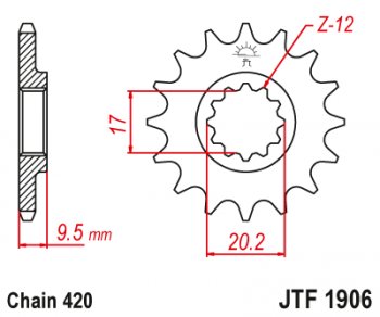 1 109 р. Звезда цепного привода JTF1906.14  jtf1906.14  с доставкой в г. Майкоп. Увеличить фотографию 1