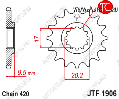 1 109 р. Звезда цепного привода JTF1906.14  jtf1906.14  с доставкой в г. Майкоп