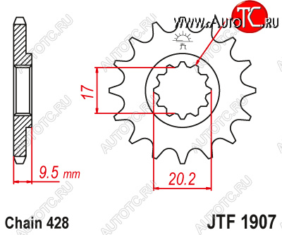 1 229 р. Звезда цепного привода JTF1907.14  jtf1907.14  с доставкой в г. Майкоп