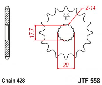 639 р. Звезда цепного привода JTF558.14  jtf558.14  с доставкой в г. Майкоп. Увеличить фотографию 1