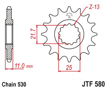 1 909 р. Звезда цепного привода JTF580.17  jtf580.17  с доставкой в г. Майкоп. Увеличить фотографию 1
