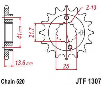 1 429 р. Звезда цепного привода JTF1322 13  jtf1322.13  с доставкой в г. Майкоп. Увеличить фотографию 1
