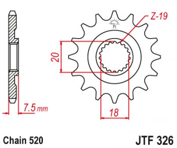1 319 р. Звезда цепного привода JTF326 12  jtf326.12  с доставкой в г. Майкоп. Увеличить фотографию 1