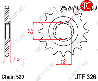 1 319 р. Звезда цепного привода JTF326 12  jtf326.12  с доставкой в г. Майкоп