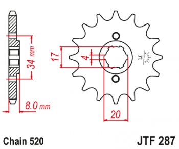 1 309 р. Звезда цепного привода JTF287 13  jtf287.13  с доставкой в г. Майкоп. Увеличить фотографию 1