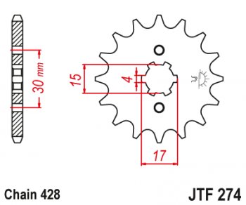 529 р. Звезда цепного привода JTF274 14  jtf274.14  с доставкой в г. Майкоп. Увеличить фотографию 1
