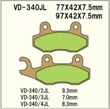 1 589 р. Тормозные колодки Vesrah VD 340JL	  пм-00005119  с доставкой в г. Майкоп. Увеличить фотографию 1
