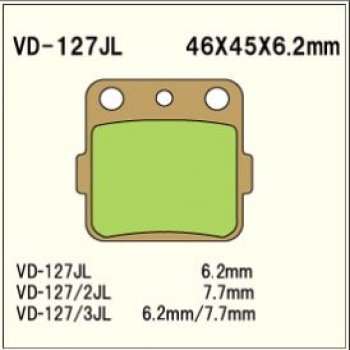 1 689 р. Тормозные колодки Vesrah VD 127JL  пм-00006414  с доставкой в г. Майкоп. Увеличить фотографию 1