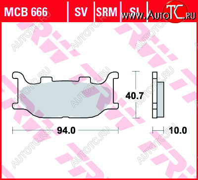 3 309 р. Тормозные колодки TRW MCB666  mcb666  с доставкой в г. Майкоп