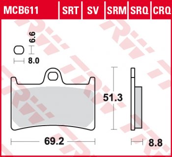 3 889 р. Тормозные колодки TRW MCB611SV  mcb611sv  с доставкой в г. Майкоп. Увеличить фотографию 1
