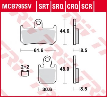 5 839 р. Тормозные колодки TRW MCB795SV  mcb795sv  с доставкой в г. Майкоп. Увеличить фотографию 1