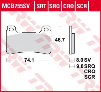 3 889 р. Тормозные колодки TRW MCB755SV  mcb755sv  с доставкой в г. Майкоп. Увеличить фотографию 1