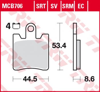 5 839 р. Тормозные колодки TRW MCB706SV  mcb706sv  с доставкой в г. Майкоп. Увеличить фотографию 1