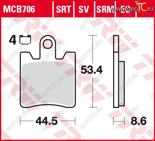 5 839 р. Тормозные колодки TRW MCB706SV  mcb706sv  с доставкой в г. Майкоп